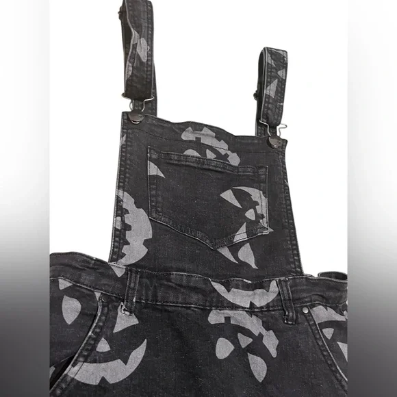 Hell Bunny Overall Skirt Womens Black Halloween Jackolantern Goth Spooky Size M - Picture 8 of 12